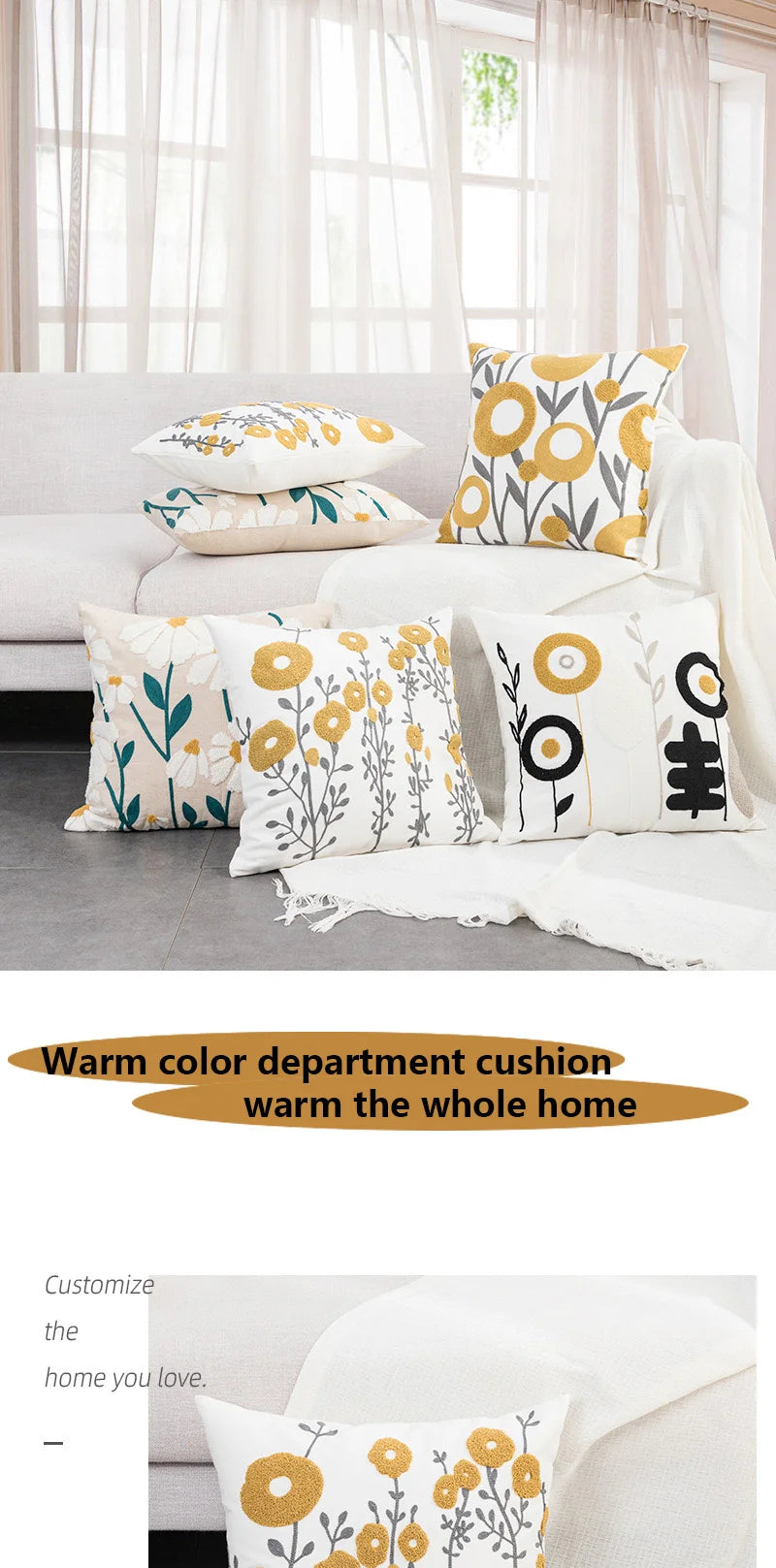 Boho Kissenbezug – Florale Baumwolle – 450mm x 450mm