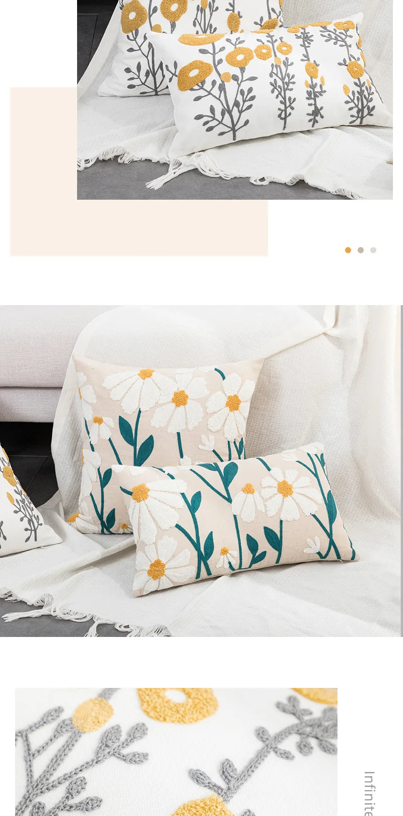 Boho Kissenbezug – Florale Baumwolle – 450mm x 450mm