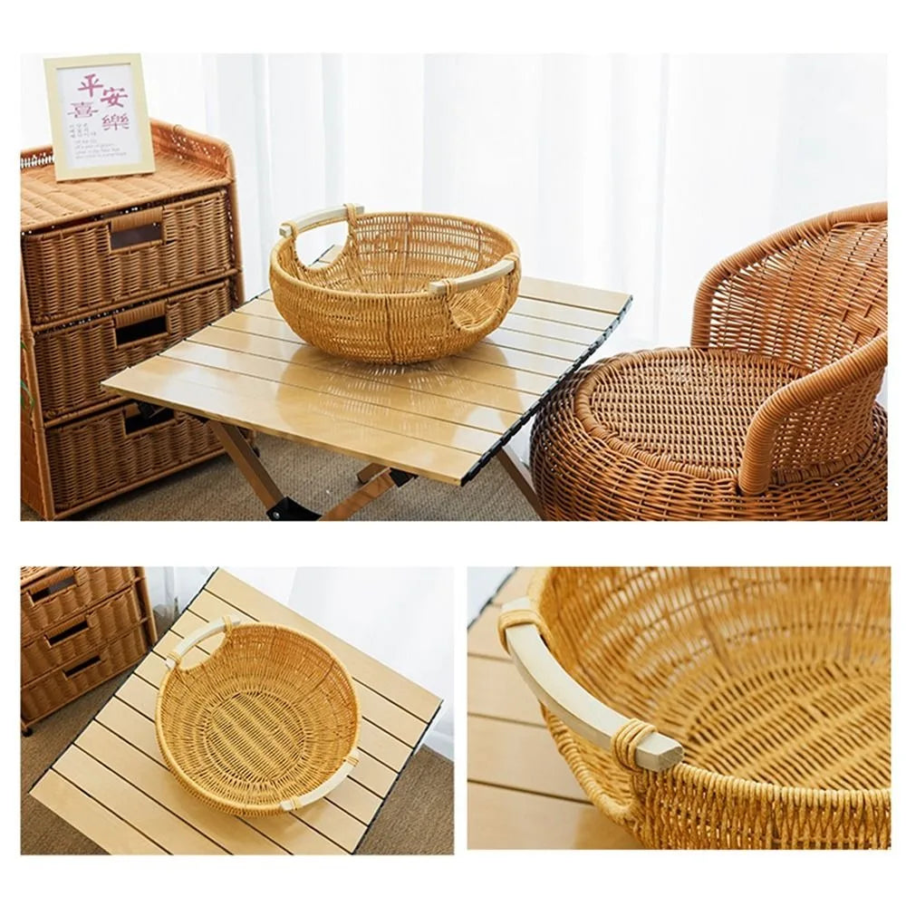 Boho Stil Rattan Tablett – Gewebte Struktur PP