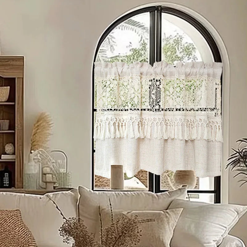 Boho Vorhang – Häkelspitze Quasten – Ideal für Küche