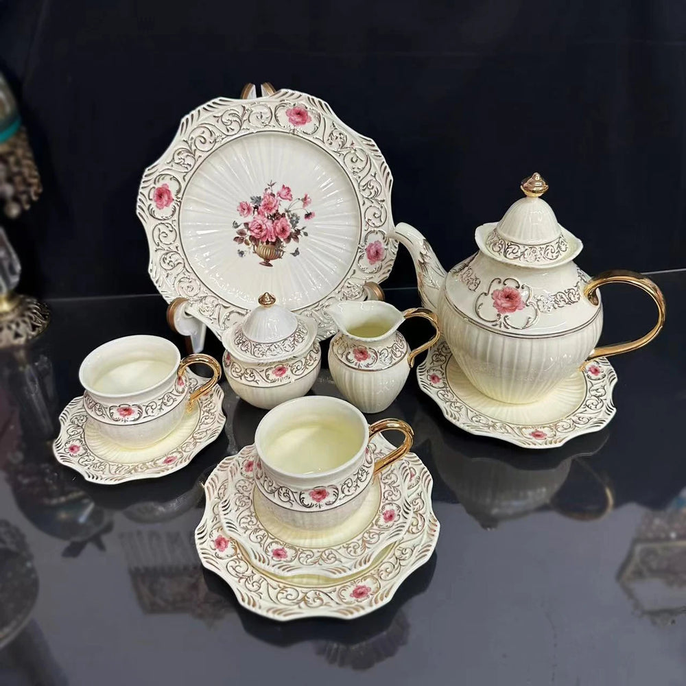 Bone China Kaffee-Set – Europäisch Handbemalt 1.0L