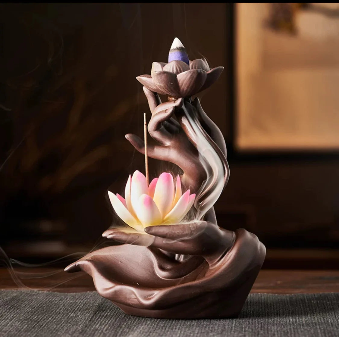 Buddha Hand Räuchergefäss – Keramik Zen Deko – 13.6cm