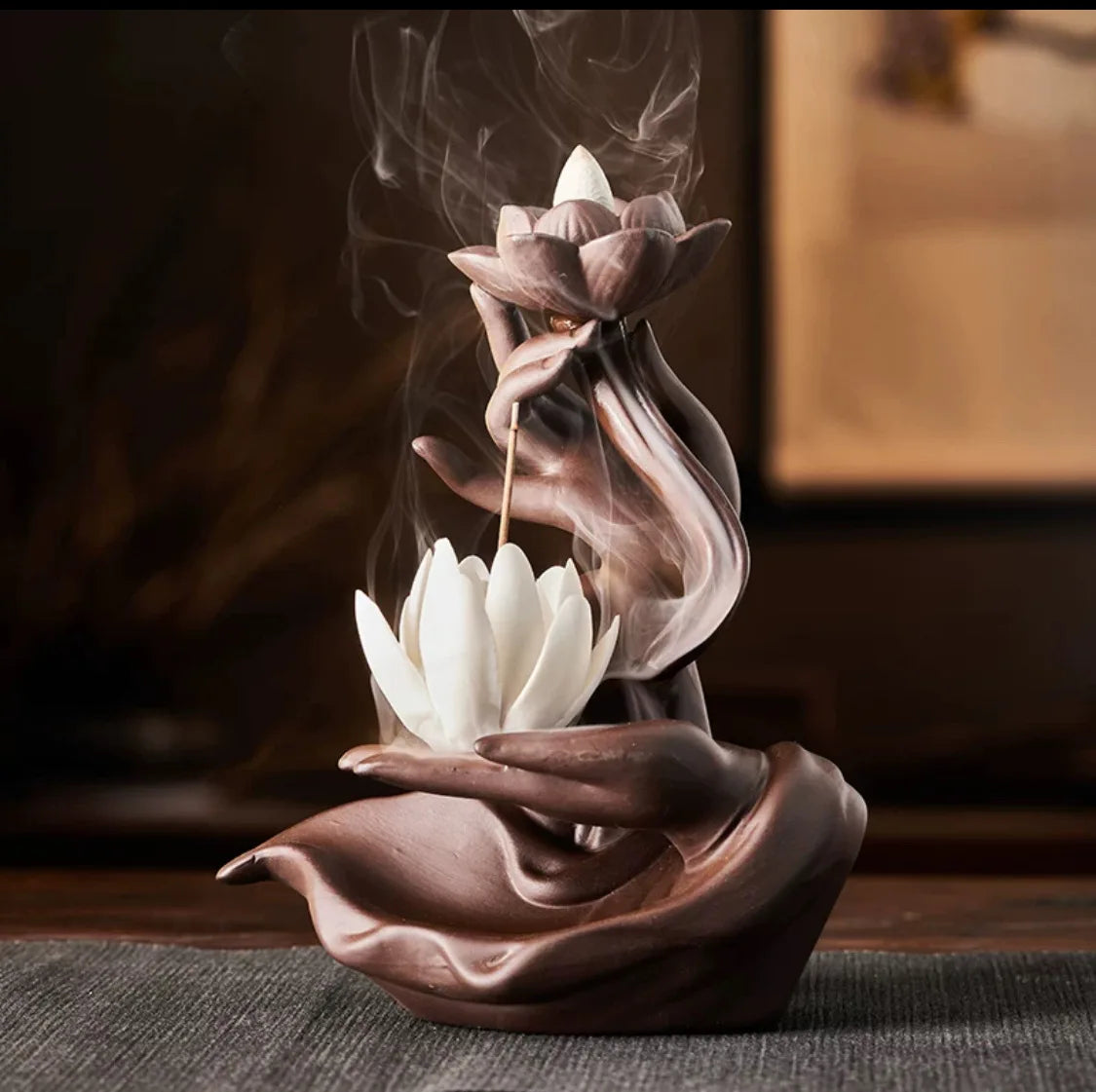 Buddha Hand Räuchergefäss – Keramik Zen Deko – 13.6cm