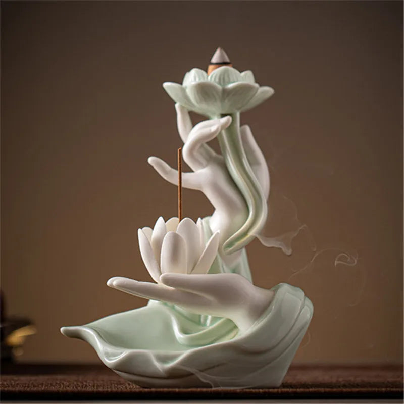 Buddha Hand Räuchergefäss – Keramik Zen Deko – 13.6cm