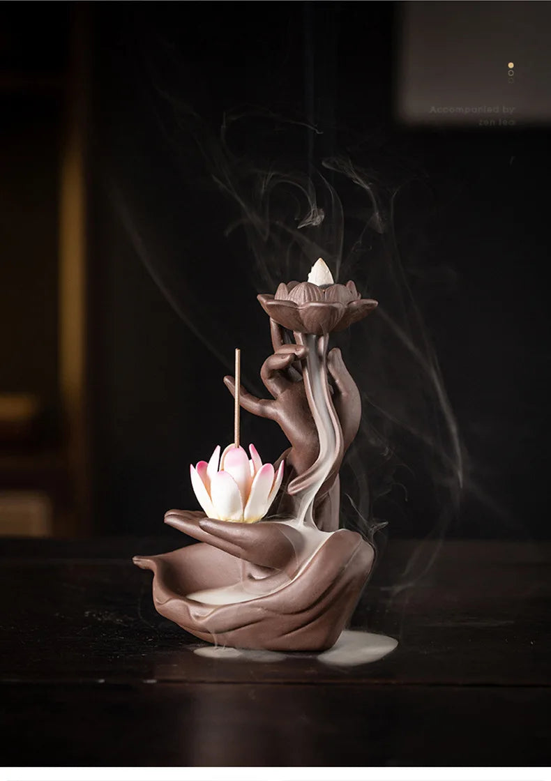 Buddha Hand Räuchergefäss – Keramik Zen Deko – 13.6cm