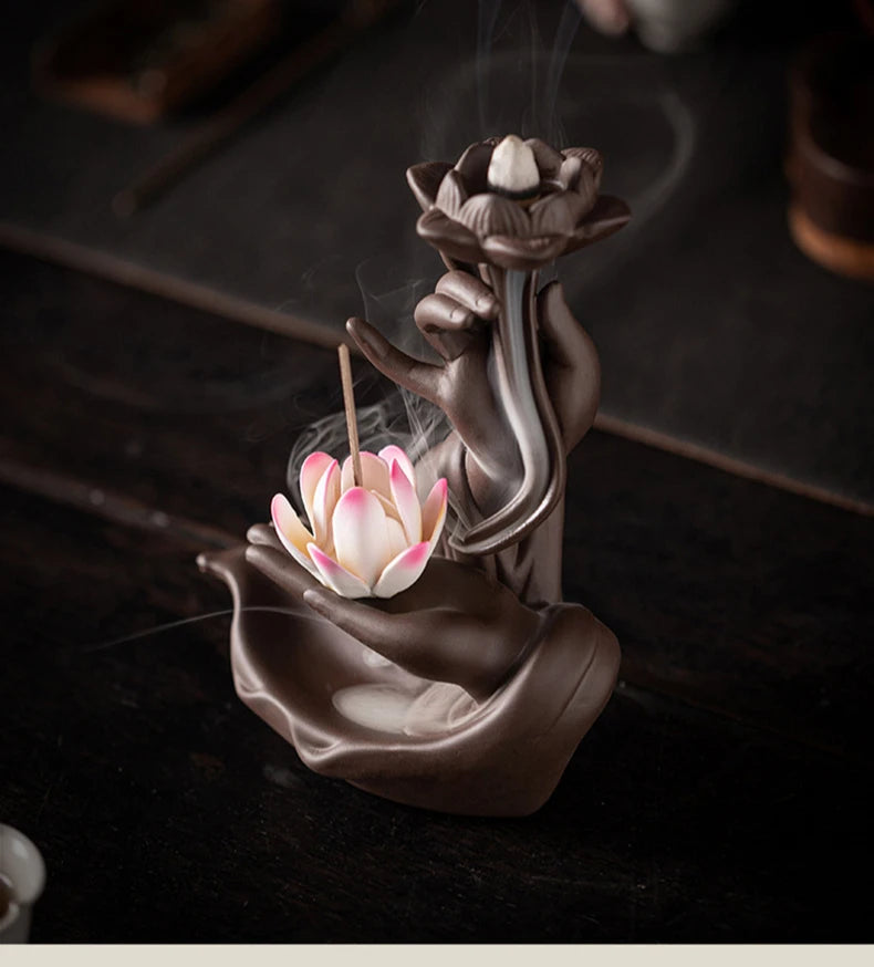 Buddha Hand Räuchergefäss – Keramik Zen Deko – 13.6cm