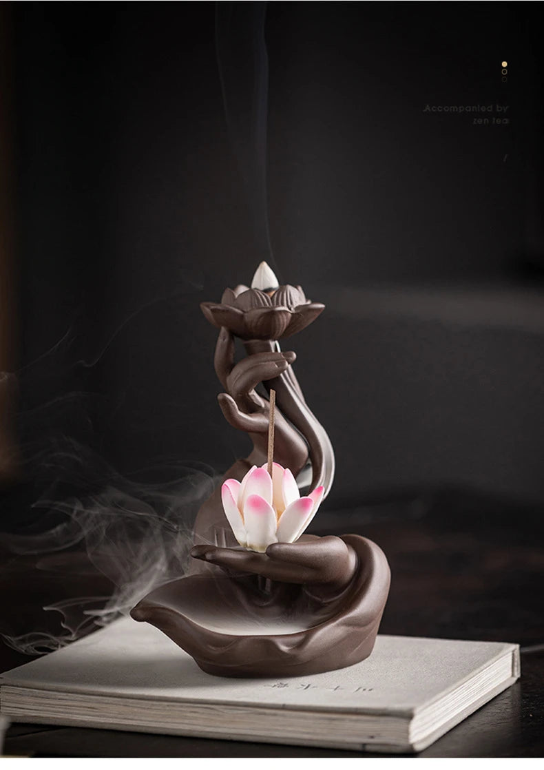 Buddha Hand Räuchergefäss – Keramik Zen Deko – 13.6cm