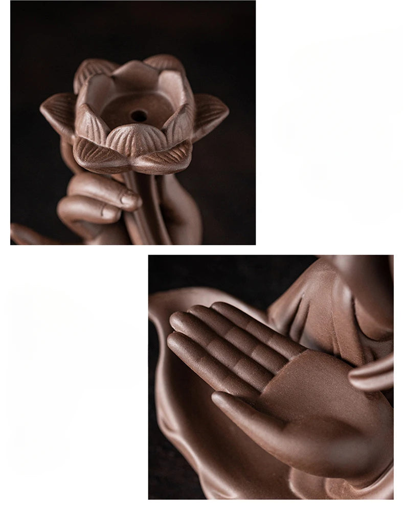 Buddha Hand Räuchergefäss – Keramik Zen Deko – 13.6cm