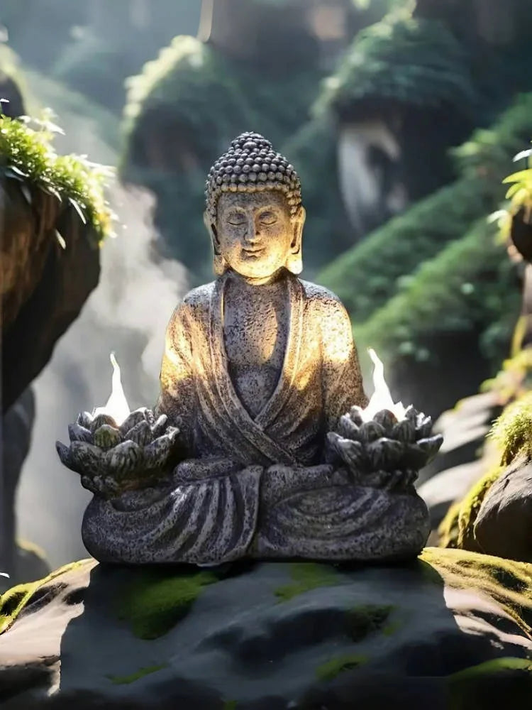 Buddha Laterne – Lotus aus Harz – Für Garten & Haus