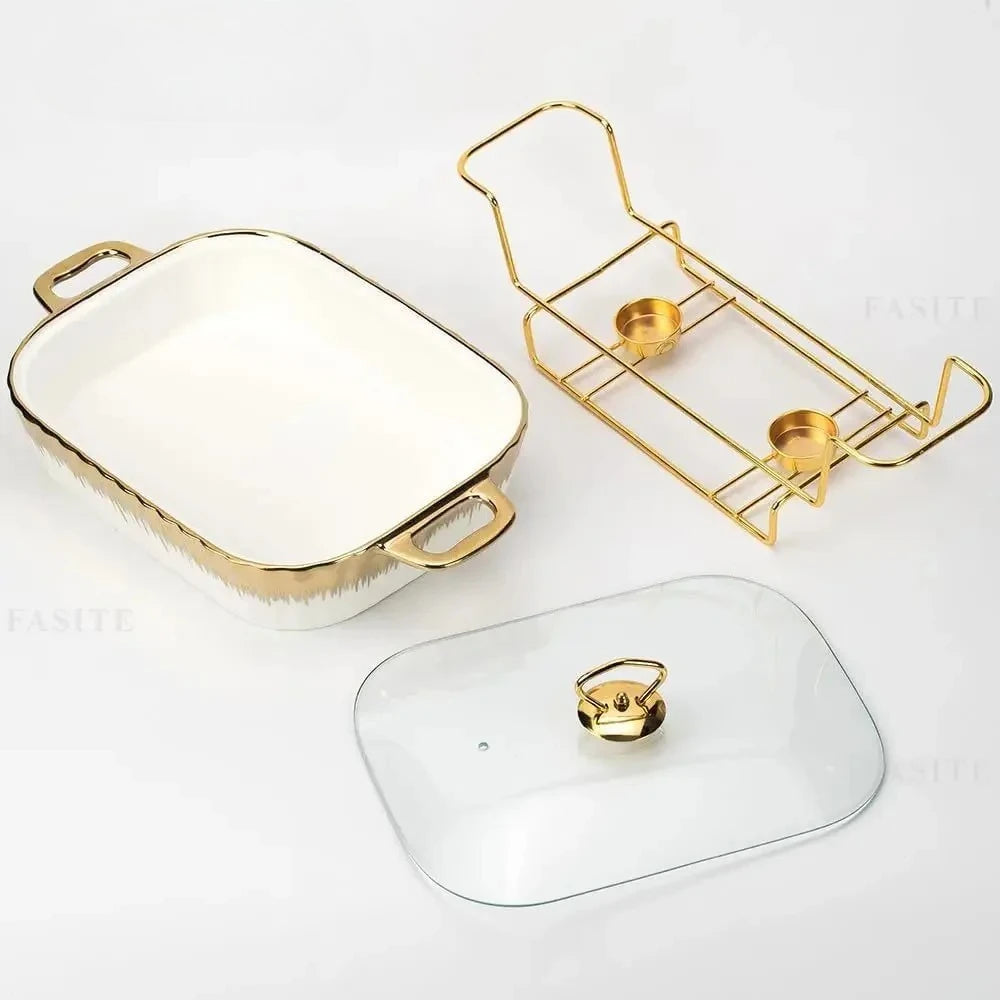 Buffet-Heizer – Goldbeschichtetes Design – Rechteckig