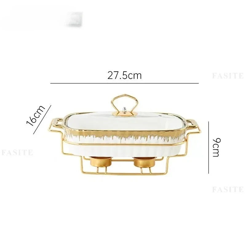 Buffet-Heizer – Goldbeschichtetes Design – Rechteckig