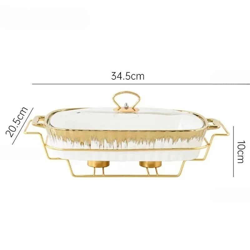 Buffet-Heizer – Goldbeschichtetes Design – Rechteckig