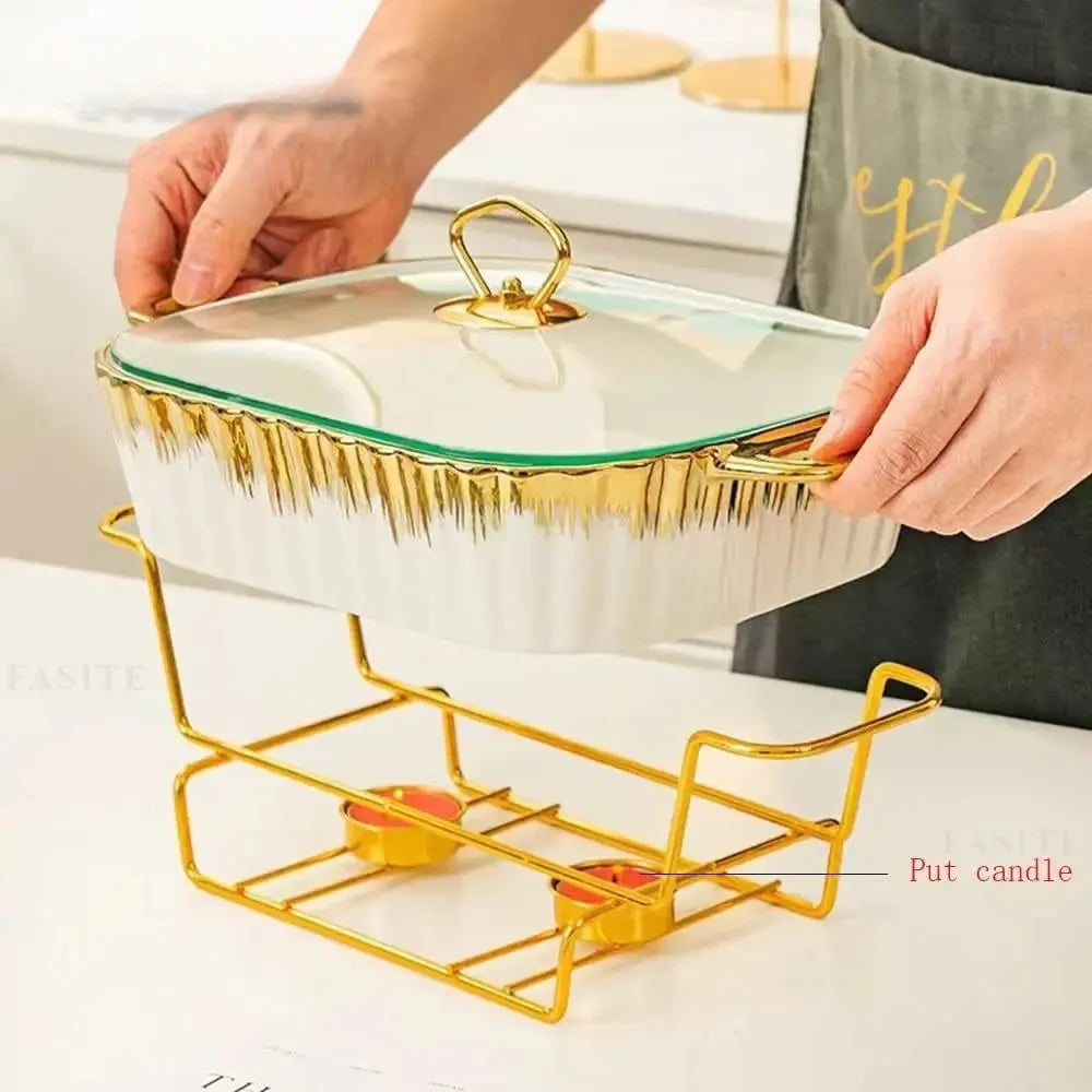 Buffet-Heizer – Goldbeschichtetes Design – Rechteckig