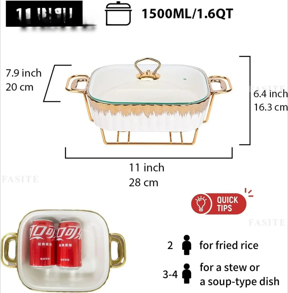 Buffet-Heizer – Goldbeschichtetes Design – Rechteckig