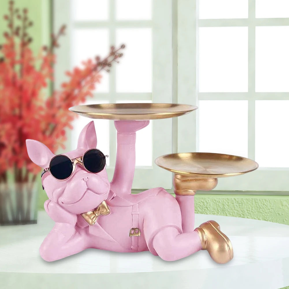 Bulldog Resin Skulptur – Stilvolles Tablett Heimdeko