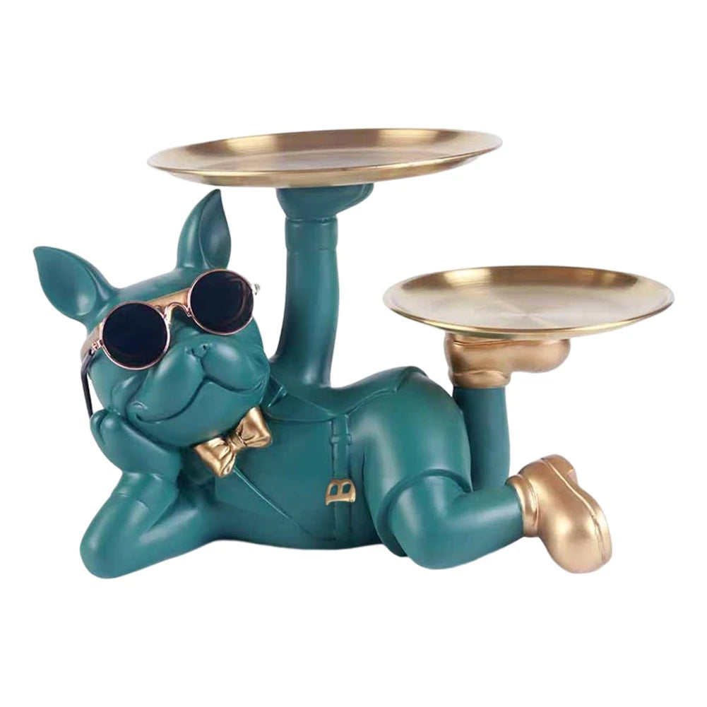 Bulldog Resin Skulptur – Stilvolles Tablett Heimdeko