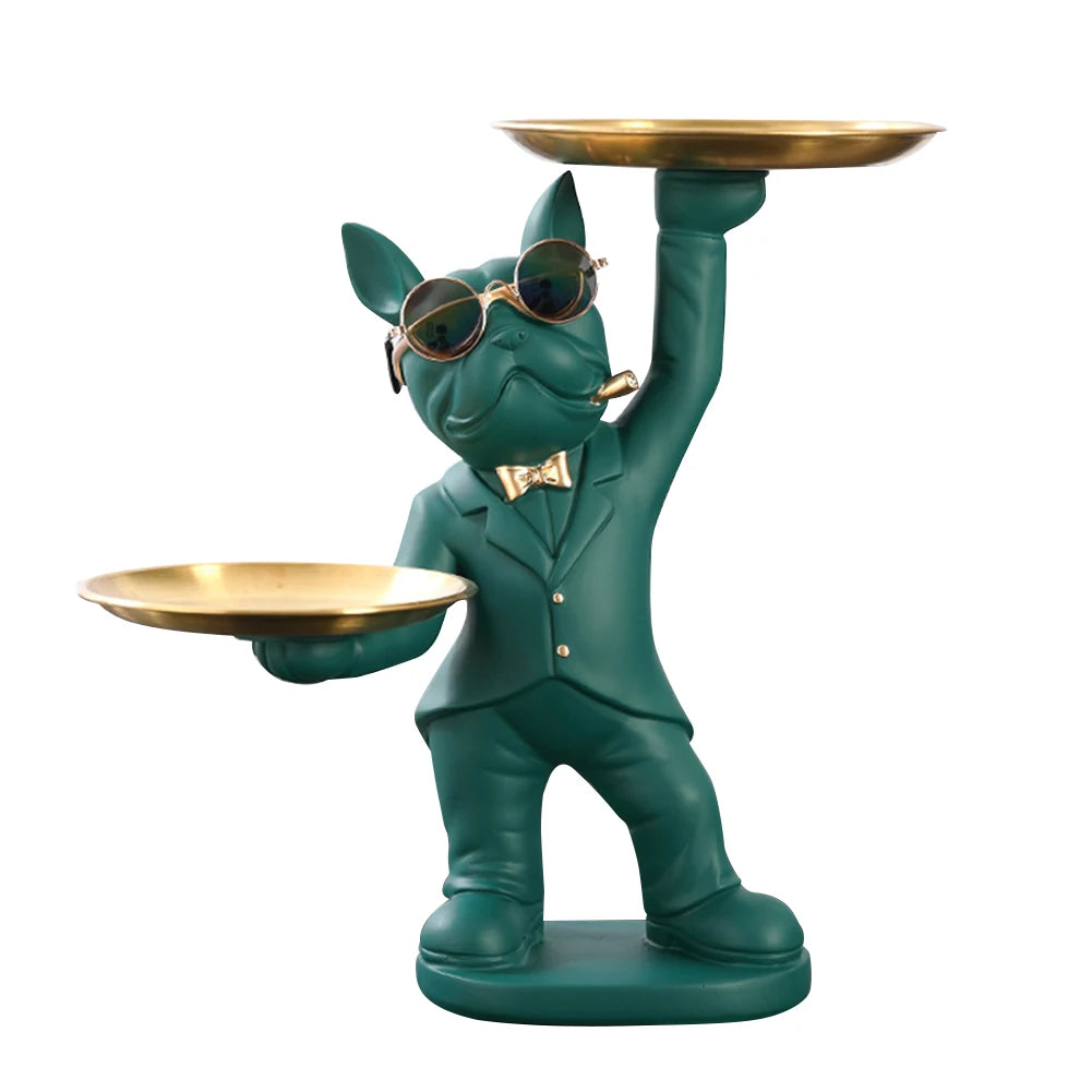 Bulldog Resin Skulptur – Stilvolles Tablett Heimdeko