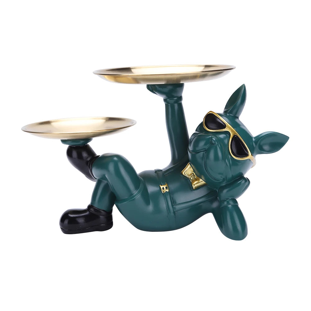Bulldog Resin Skulptur – Stilvolles Tablett Heimdeko