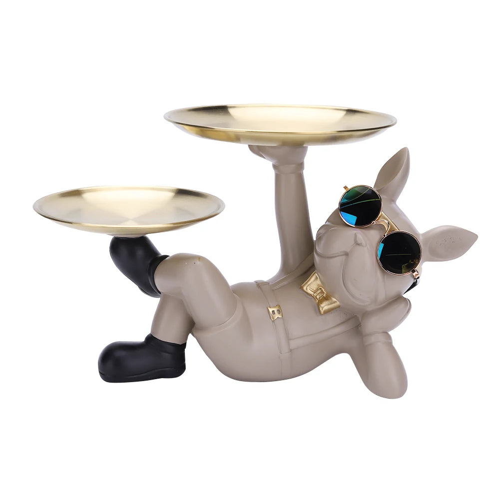 Bulldog Resin Skulptur – Stilvolles Tablett Heimdeko