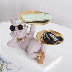 Bulldog Resin Skulptur – Stilvolles Tablett Heimdeko
