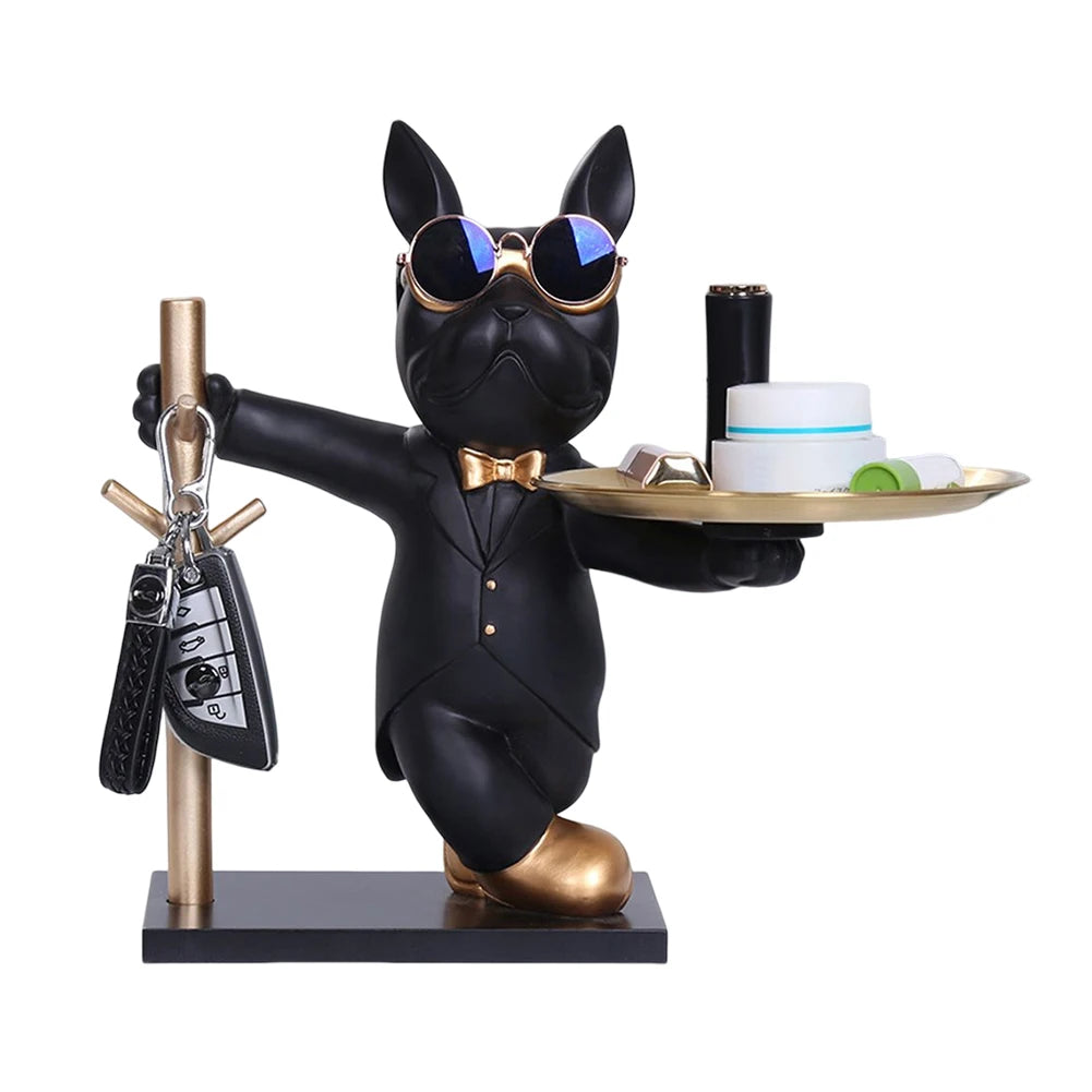 Bulldog Resin Skulptur – Stilvolles Tablett Heimdeko