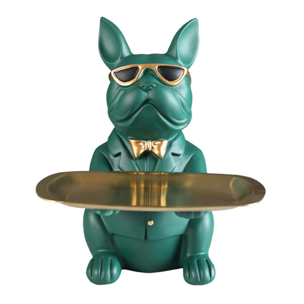 Bulldog Resin Skulptur – Stilvolles Tablett Heimdeko