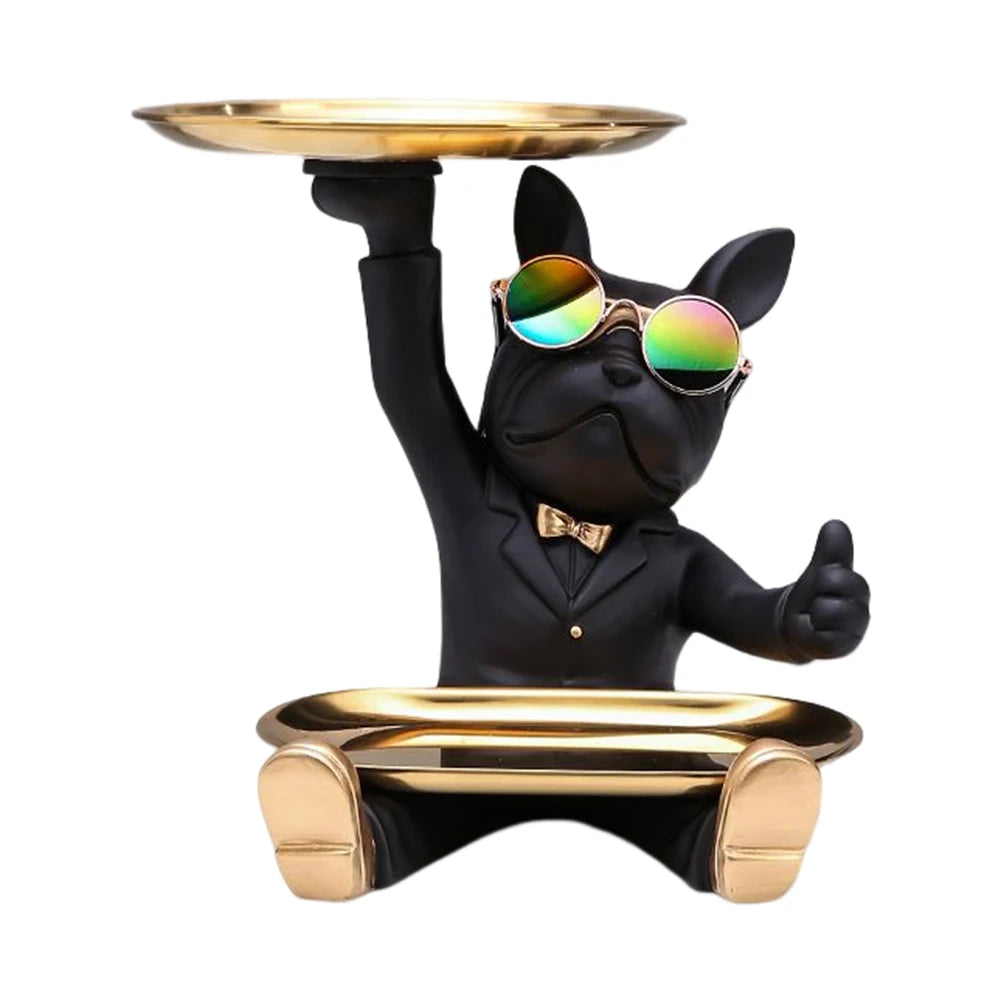 Bulldog Resin Skulptur – Stilvolles Tablett Heimdeko