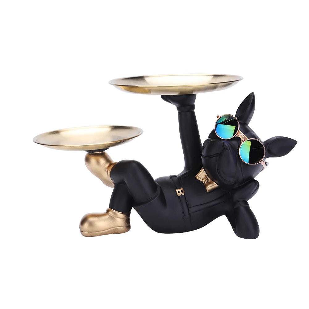 Bulldog Resin Skulptur – Stilvolles Tablett Heimdeko