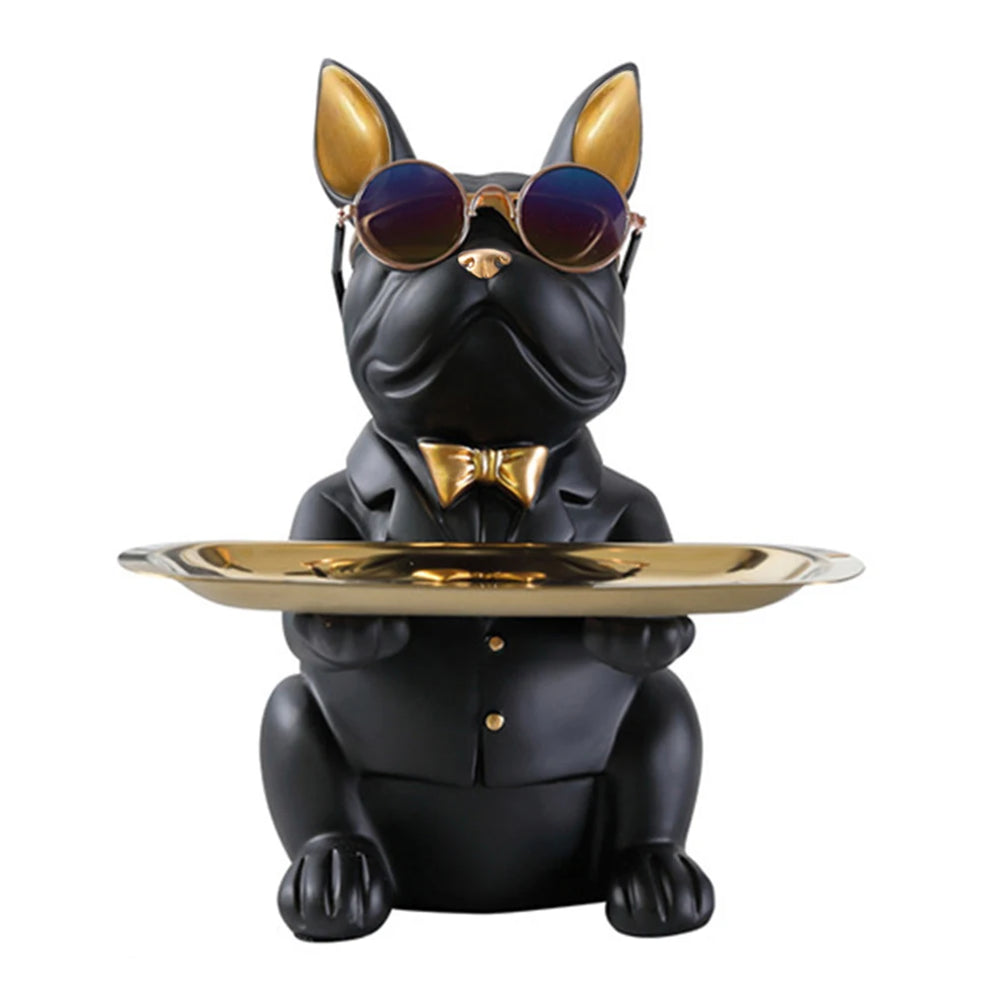 Bulldog Resin Skulptur – Stilvolles Tablett Heimdeko