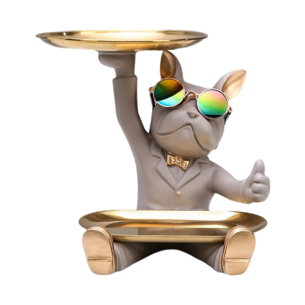 Bulldog Resin Skulptur – Stilvolles Tablett Heimdeko