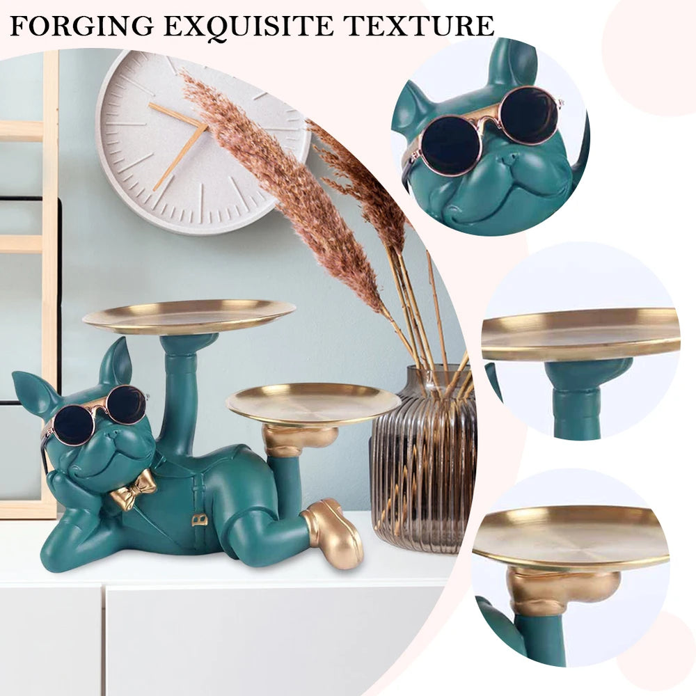 Bulldog Resin Skulptur – Stilvolles Tablett Heimdeko