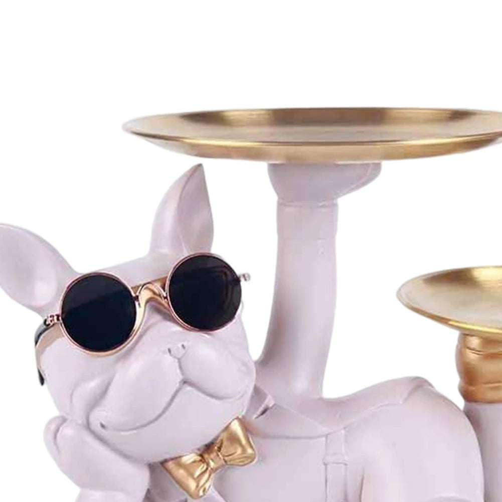 Bulldog Resin Skulptur – Stilvolles Tablett Heimdeko