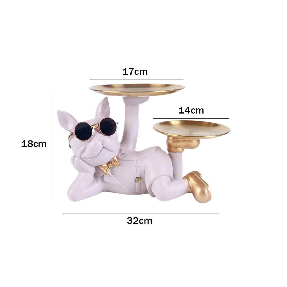 Bulldog Resin Skulptur – Stilvolles Tablett Heimdeko