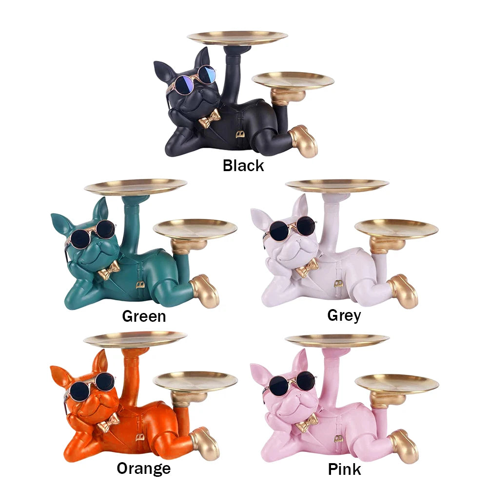 Bulldog Resin Skulptur – Stilvolles Tablett Heimdeko