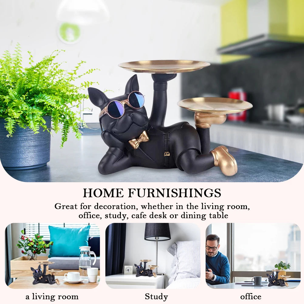 Bulldog Resin Skulptur – Stilvolles Tablett Heimdeko