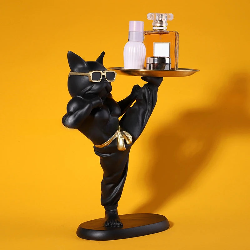 Bulldoggen Skulptur – Moderner Harz Aufbewahrungstablett