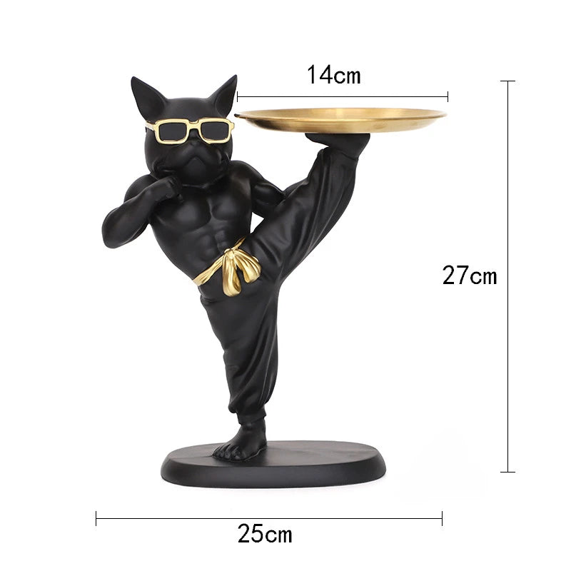 Bulldoggen Skulptur – Moderner Harz Aufbewahrungstablett