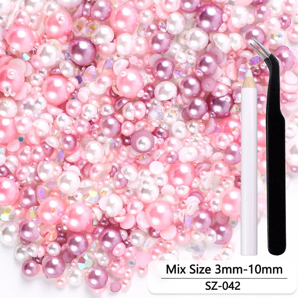 Bunte Harzperlen im süssen Stil, Grösse: 30g bis 100g, Material: ABS und Harz, Farbe: SZ-54 bis SZ-57