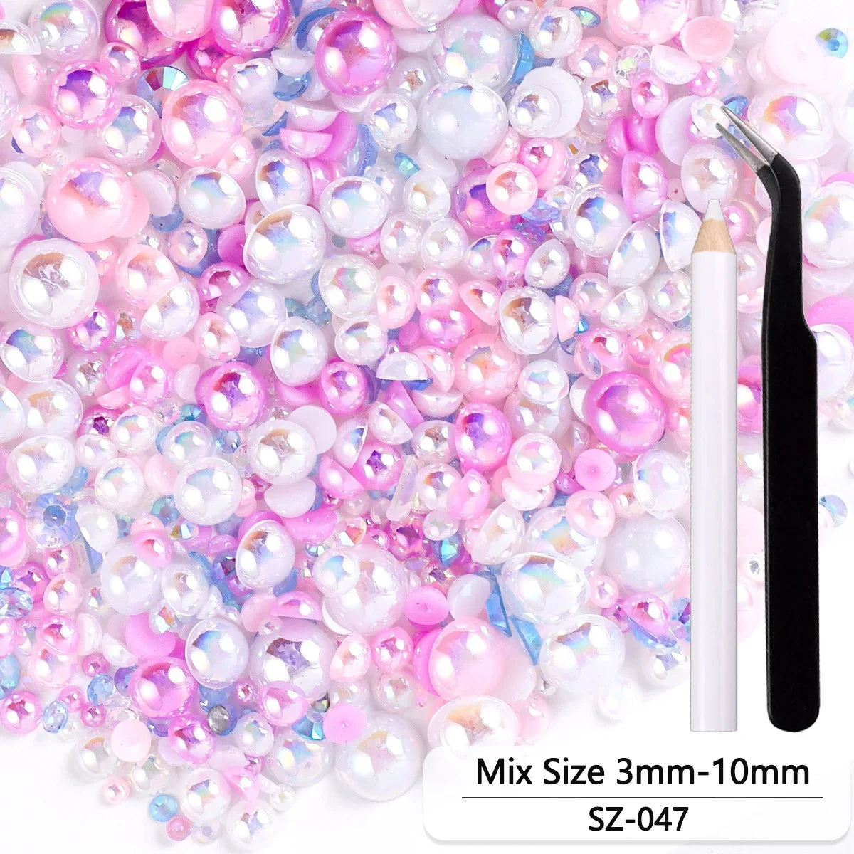 Bunte Harzperlen aus ABS in Grösse 100g mit Werkzeugen, Farbe SZ-54, süsser Stil