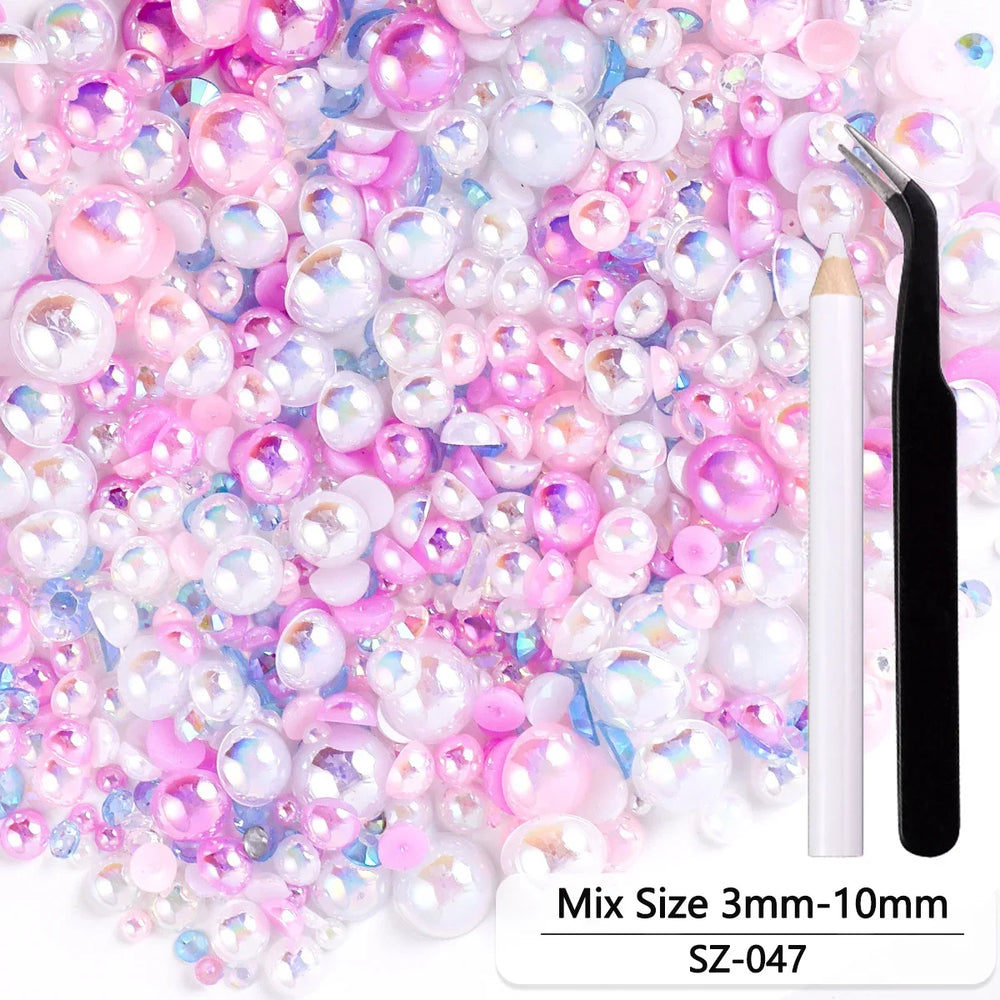 Bunte Harzperlen aus ABS in Grösse 100g mit Werkzeugen, Farbe SZ-54, süsser Stil