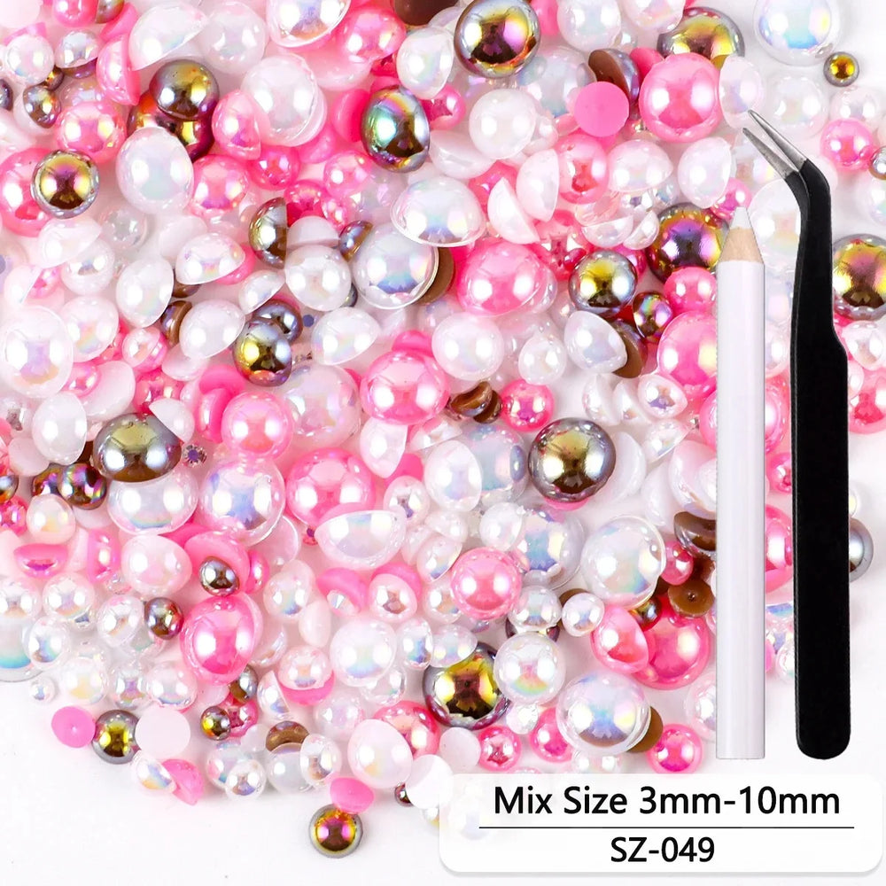 Bunte Harzperlen im süssen Stil aus ABS, Grösse: 100g mit Werkzeugen, Farbe: SZ-54