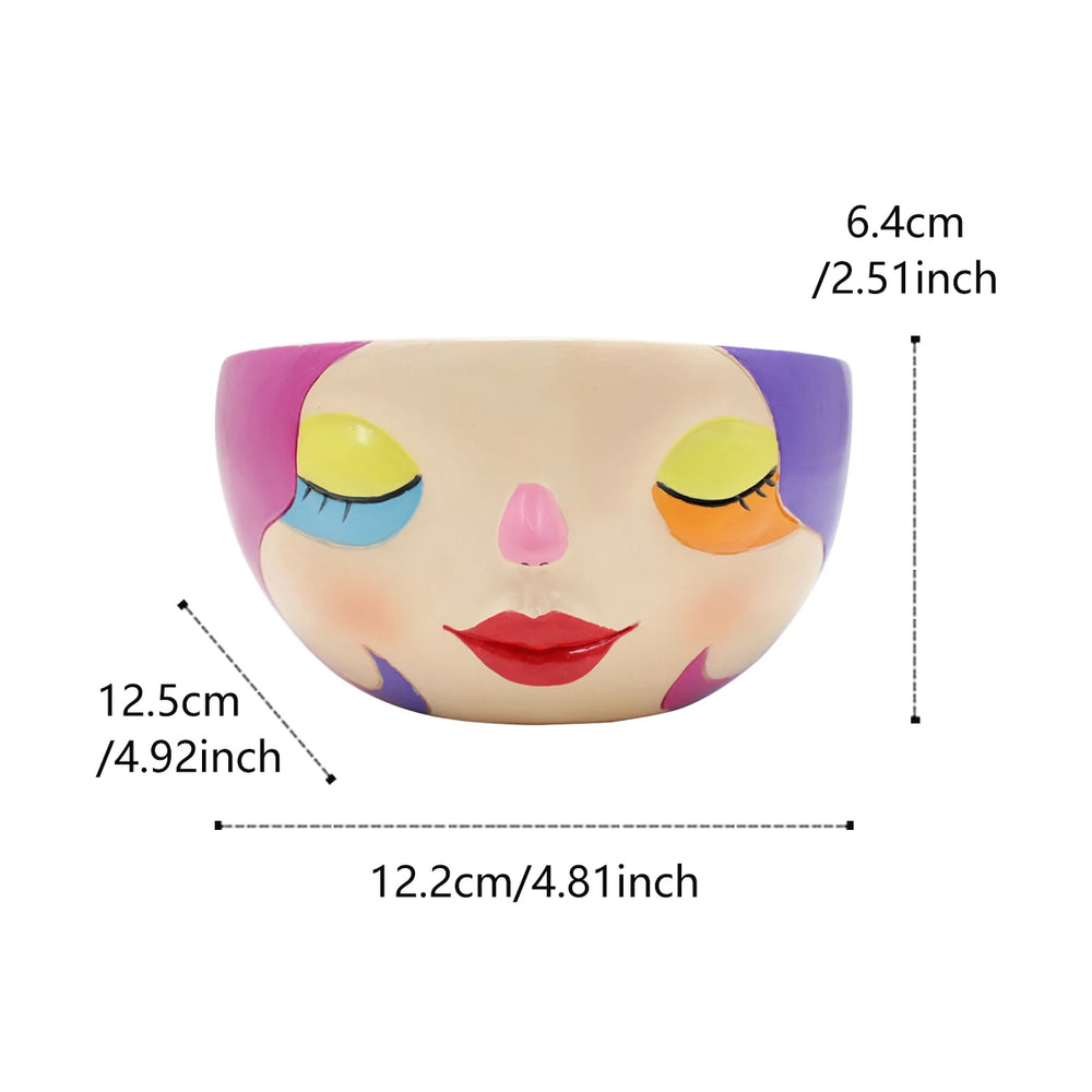 Bunter Harz Blumentopf – Modernes Gesicht Design Desktop