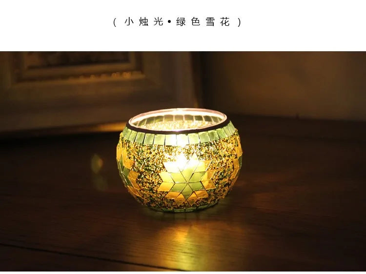 Buntes Schneeflocken Windlicht – Modernes Teelicht 8.5x6.5x5.5cm