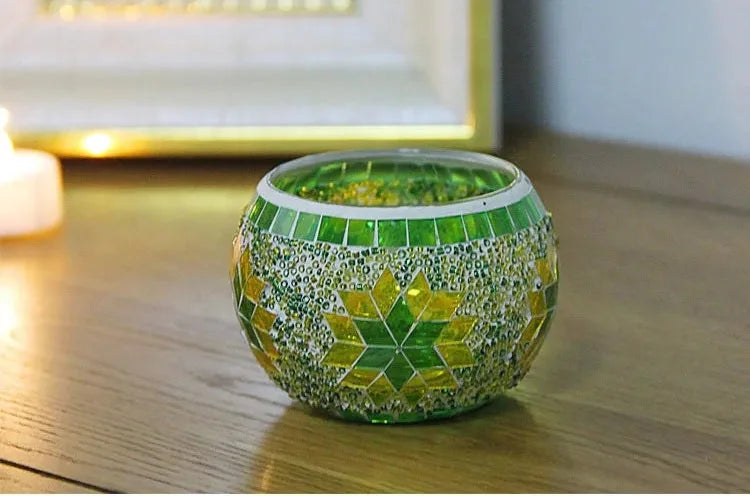 Buntes Schneeflocken Windlicht – Modernes Teelicht 8.5x6.5x5.5cm