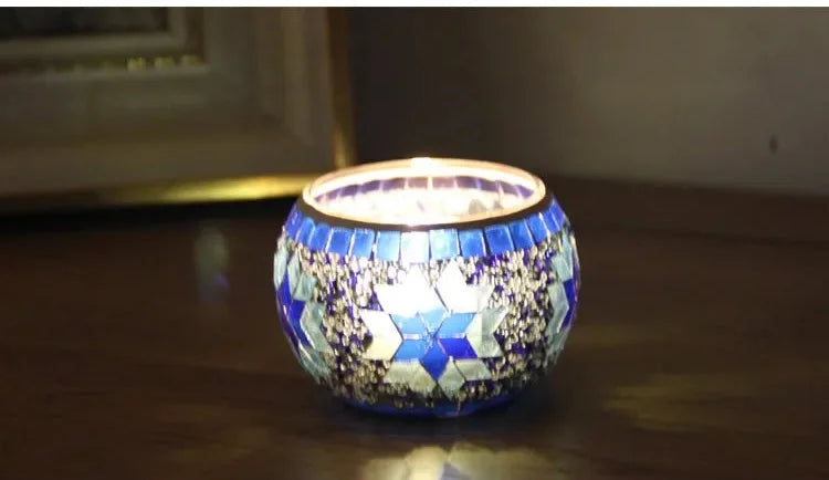 Buntes Schneeflocken Windlicht – Modernes Teelicht 8.5x6.5x5.5cm