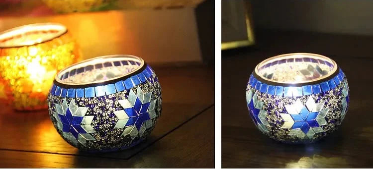 Buntes Schneeflocken Windlicht – Modernes Teelicht 8.5x6.5x5.5cm