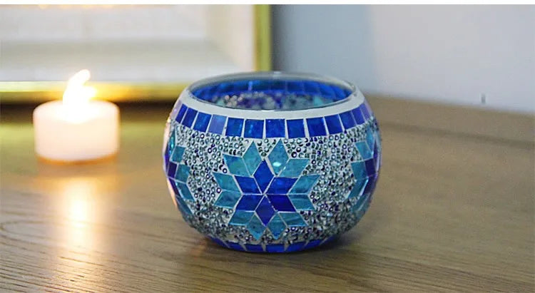 Buntes Schneeflocken Windlicht – Modernes Teelicht 8.5x6.5x5.5cm