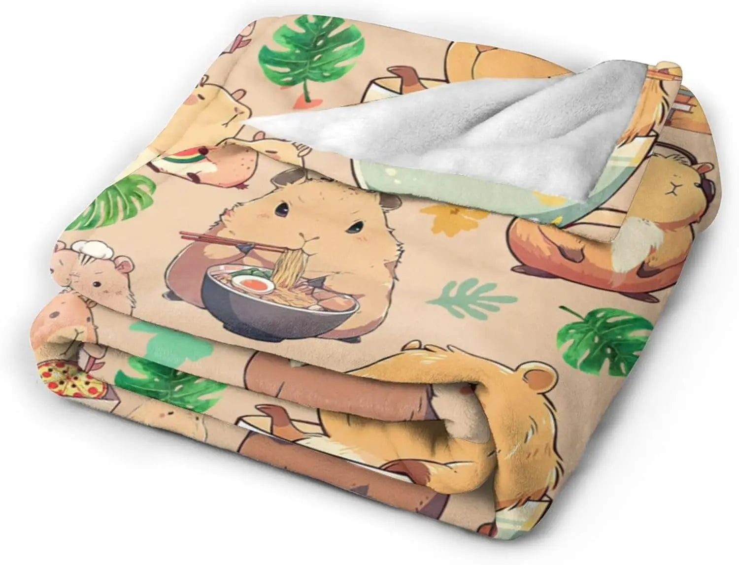 Coral Fleece Decke mit Cartoon-Muster, Farbe: Capybara, Grösse: 150x200 cm, aus Polyester
