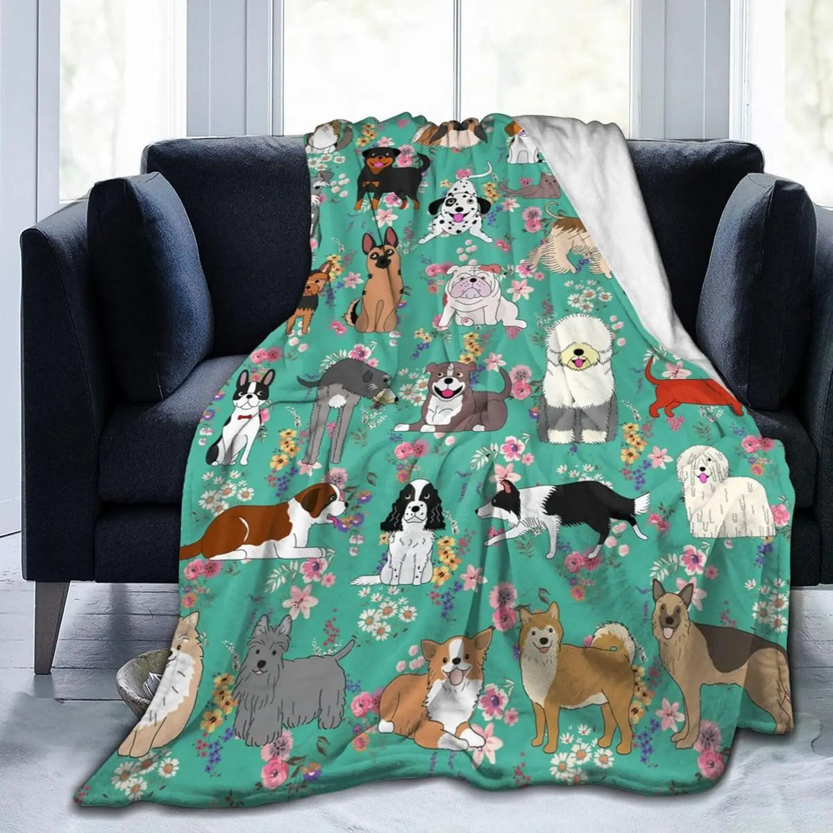 Coral Fleece Decke mit Capybara Cartoon-Muster, Farbe: Hund, Grösse: 150x220 cm, aus Polyester