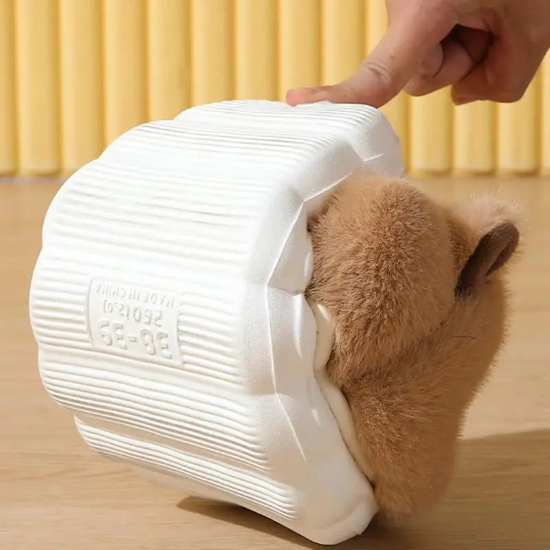 Capybara Pantoffeln – Kunstfell Baumwolle, Winter Indoor